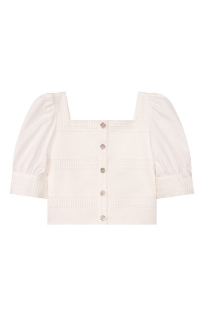 Хлопковый топ ELIE SAAB JUNIOR кремового цвета по цене 45400 руб., арт. EFTP025/TS0724_001, фото 2 Хлопковый топ ELIE SAAB JUNIOR, арт. EFTP025/TS0724_001, фото 2