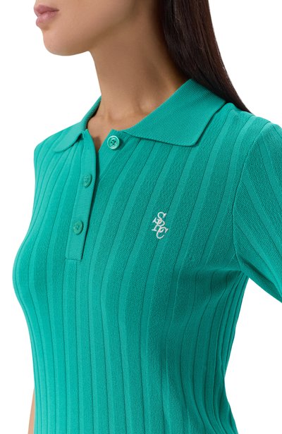 Поло из вискозы SPORTY AND RICH зеленого цвета по цене 28600 руб., арт. WS069712302GR02, фото 5 Поло из вискозы SPORTY AND RICH, арт. WS069712302GR02, фото 5