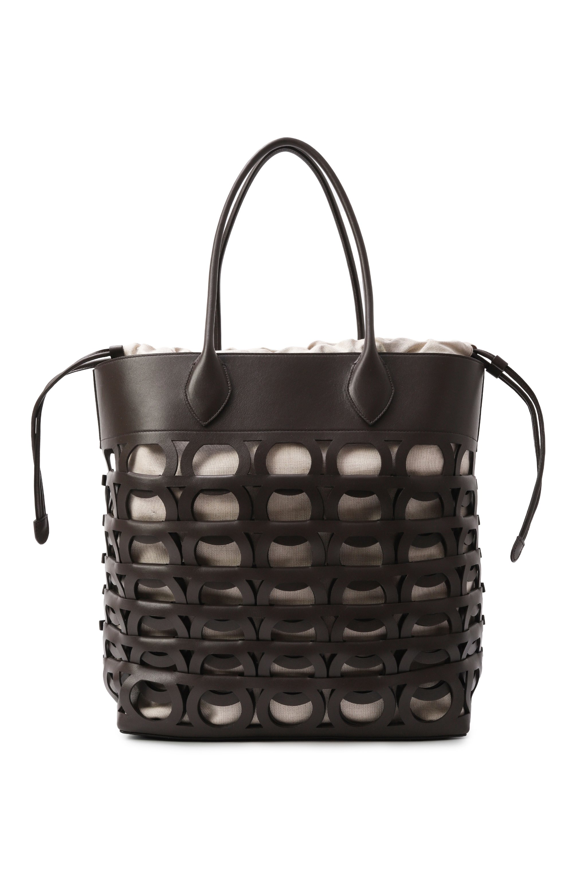 Сумка-тоут gancini large FERRAGAMO темно-коричневого цвета по цене 343000 руб., арт. 21A013/782829, фото 6 Сумка-тоут gancini large FERRAGAMO, арт. 21A013/782829, фото 6