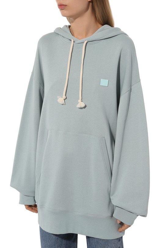 Хлопковое худи Acne Studios FA-UX-SWEA000118 Голубой  FA-UX-SWEA000118 Фото 3