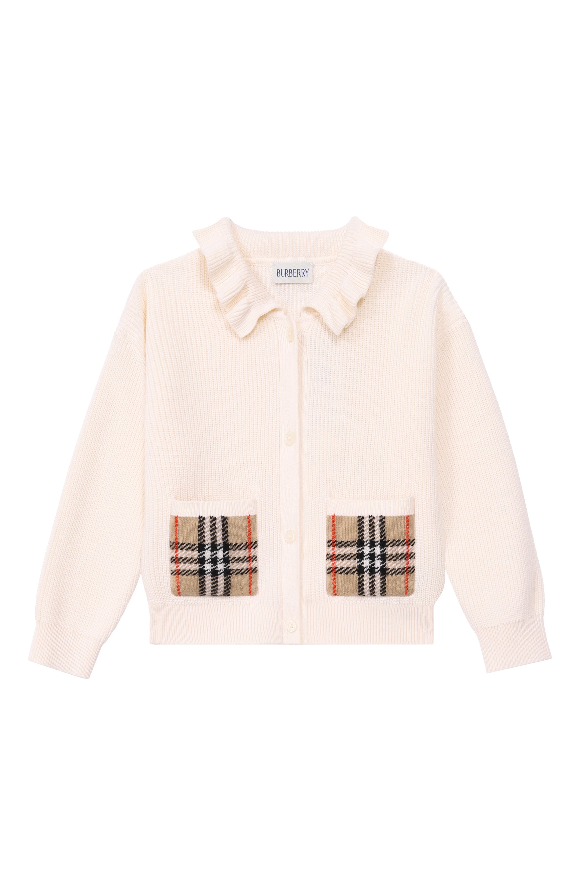 Кардиган из хлопка и шерсти BURBERRY кремового цвета по цене 48700 руб., арт. 8121263, фото 1 Кардиган из хлопка и шерсти BURBERRY, арт. 8121263, фото 1
