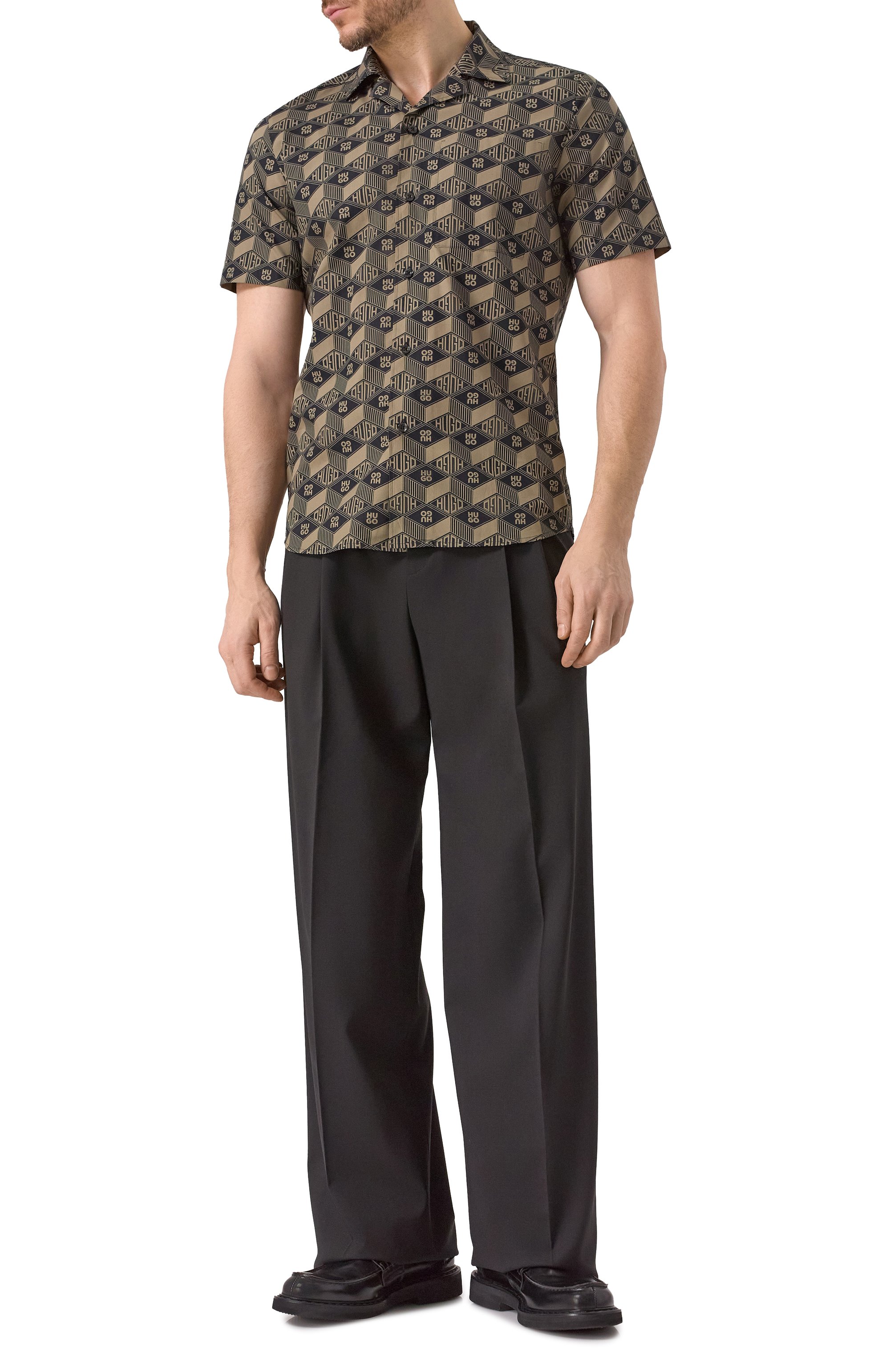 Хлопковая рубашка HUGO коричневого цвета по цене 13450 руб., арт. 50539705, фото 2 Хлопковая рубашка HUGO, арт. 50539705, фото 2