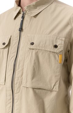 Мужская хлопковая куртка-рубашка PARAJUMPERS светло-бежевого цвета, арт. PMSICL08 | Фото 5 (Длина (для топов): Стандартные; Материал внешний: Хлопок; Рукава: Длинные; Мужское Кросс-КТ: Куртка-рубашка; Случай: Повседневный; Манжеты: На кнопках; Принт: Однотонные; Воротник: Кент; Стили: Кэжуэл)