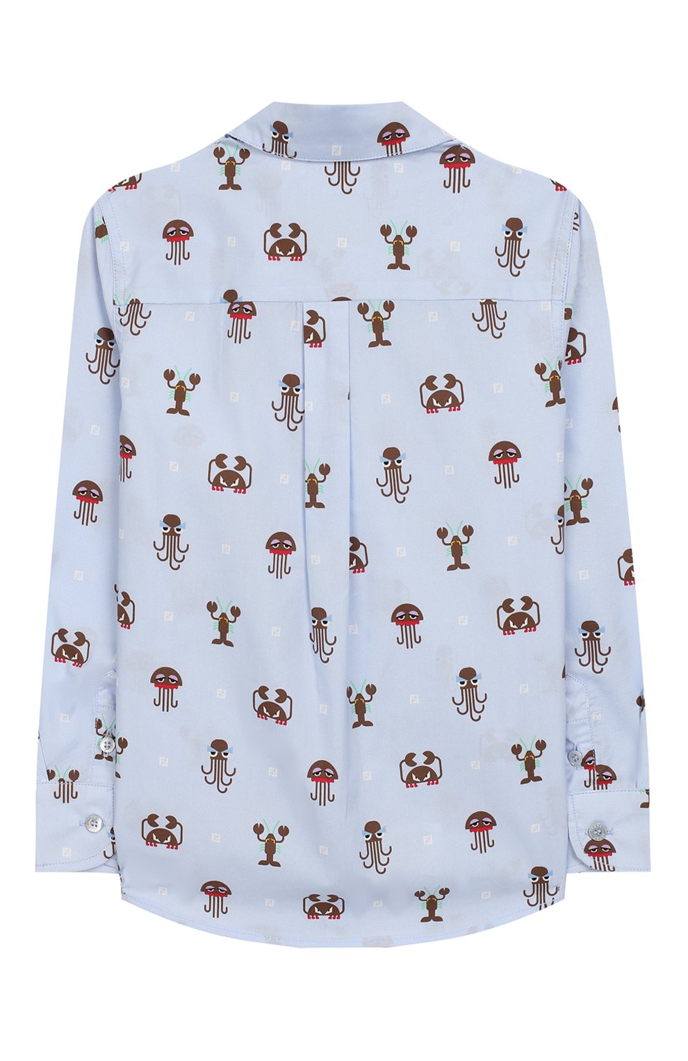 Хлопковая рубашка FENDI голубого цвета по цене 25800 руб., арт. JMC079/A69X/6A-8A, фото 2 Хлопковая рубашка FENDI, арт. JMC079/A69X/6A-8A, фото 2