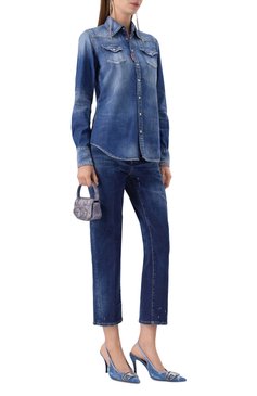 Женские джинсы boston DSQUARED2 синего цвета, арт. S75LB1001/S30664 | Фото 2 (Драгоценные камни: Проставлено; Длина (брюки, джинсы): Стандартные; Материал сплава: Проставлено; Материал внешний: Деним, Хлопок; Силуэт Ж (брюки и джинсы): Прямые; Детали: Делаве; Кросс-КТ: Деним; Стили: Кэжуэл)