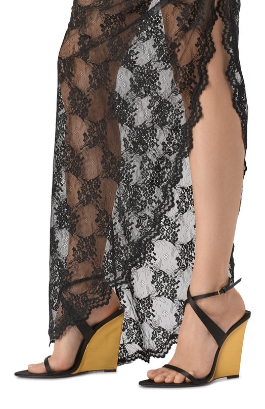 Текстильные босоножки Giqua 110 Saint Laurent 818022/9QNA0 Чёрный  818022/9QNA0 Фото 3