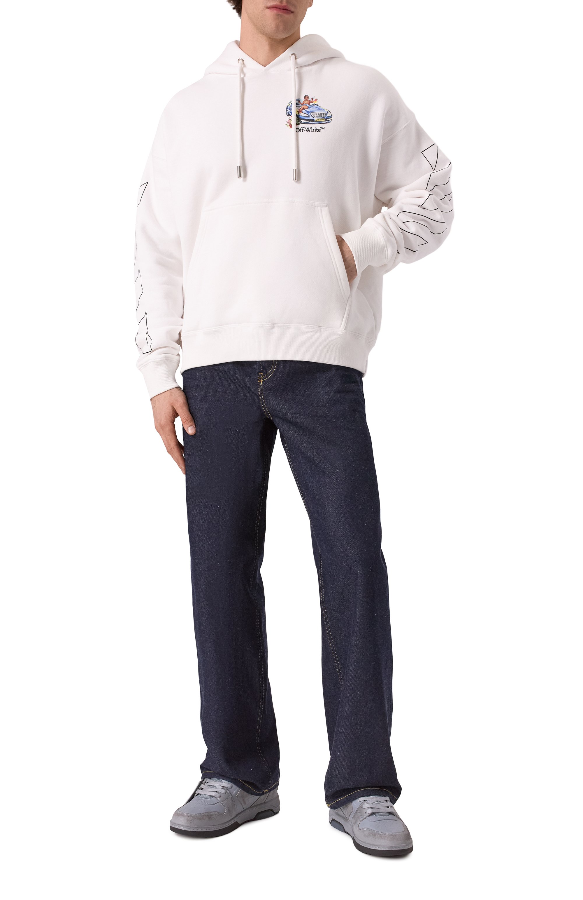 Комбинированные кеды out of office OFF-WHITE, арт. 0MIA189S25LEA006, фото 2