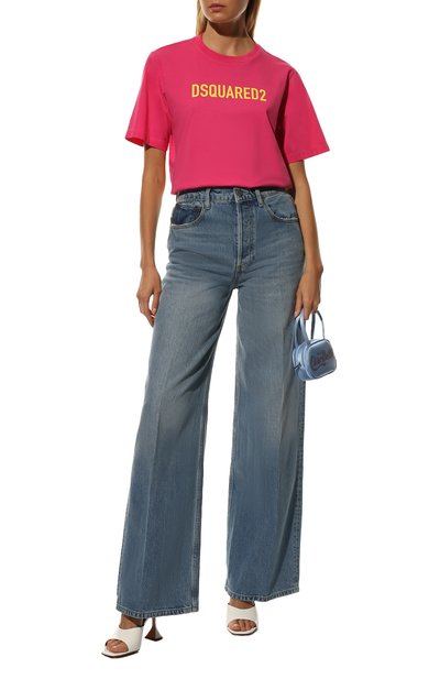 Хлопковая футболка DSQUARED2 фуксия цвета по цене 15250 руб., арт. S75GD0283/S22427, фото 2 Хлопковая футболка DSQUARED2, арт. S75GD0283/S22427, фото 2