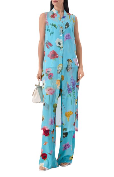 Шелковый топ YANINA голубого цвета по цене 97060 руб., арт. T-3109, фото 2 Шелковый топ YANINA, арт. T-3109, фото 2