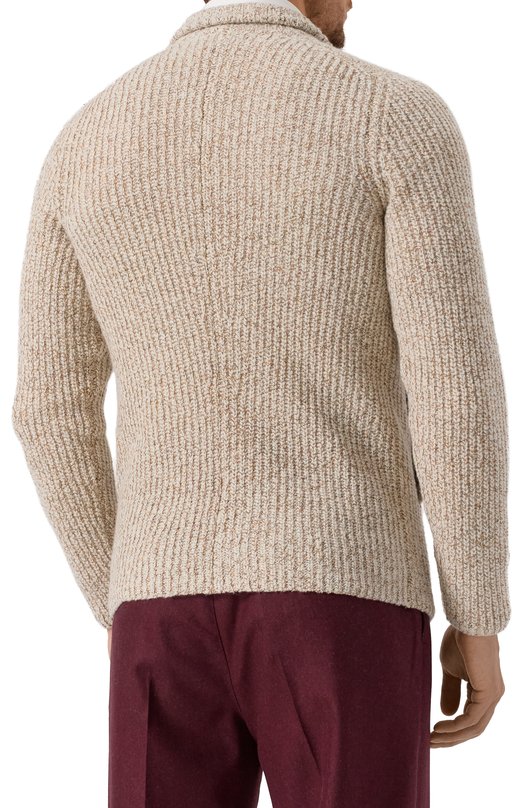 Кардиган из шерсти и шелка Brunello Cucinelli MRI55501 Бежевый  MRI55501 Фото 4