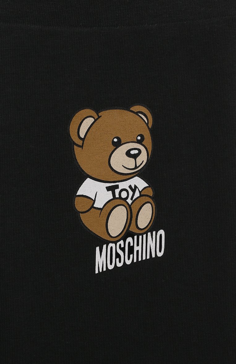 Детские хлопковые легинсы MOSCHINO черного цвета, арт. H3P047/LBA10/4-8 | Фото 3 (Материал внешний: Хлопок; Девочки Кросс-КТ: Леггинсы-одежда; Нос: Не проставлено)