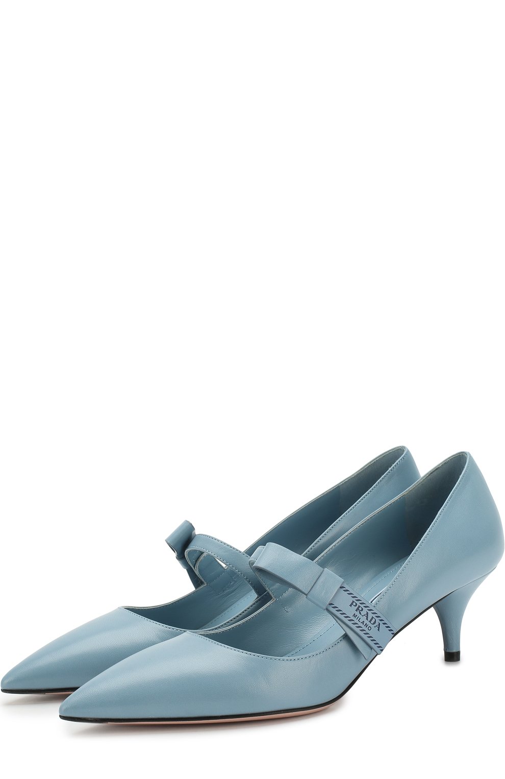 Кожаные туфли с ремешком на каблуке kitten heel PRADA, арт. 1I377I-11-F0637-55, фото 1