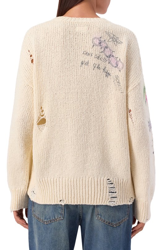 Хлопковый пуловер Mother 8406-1815 Кремовый  8406-1815 Фото 4