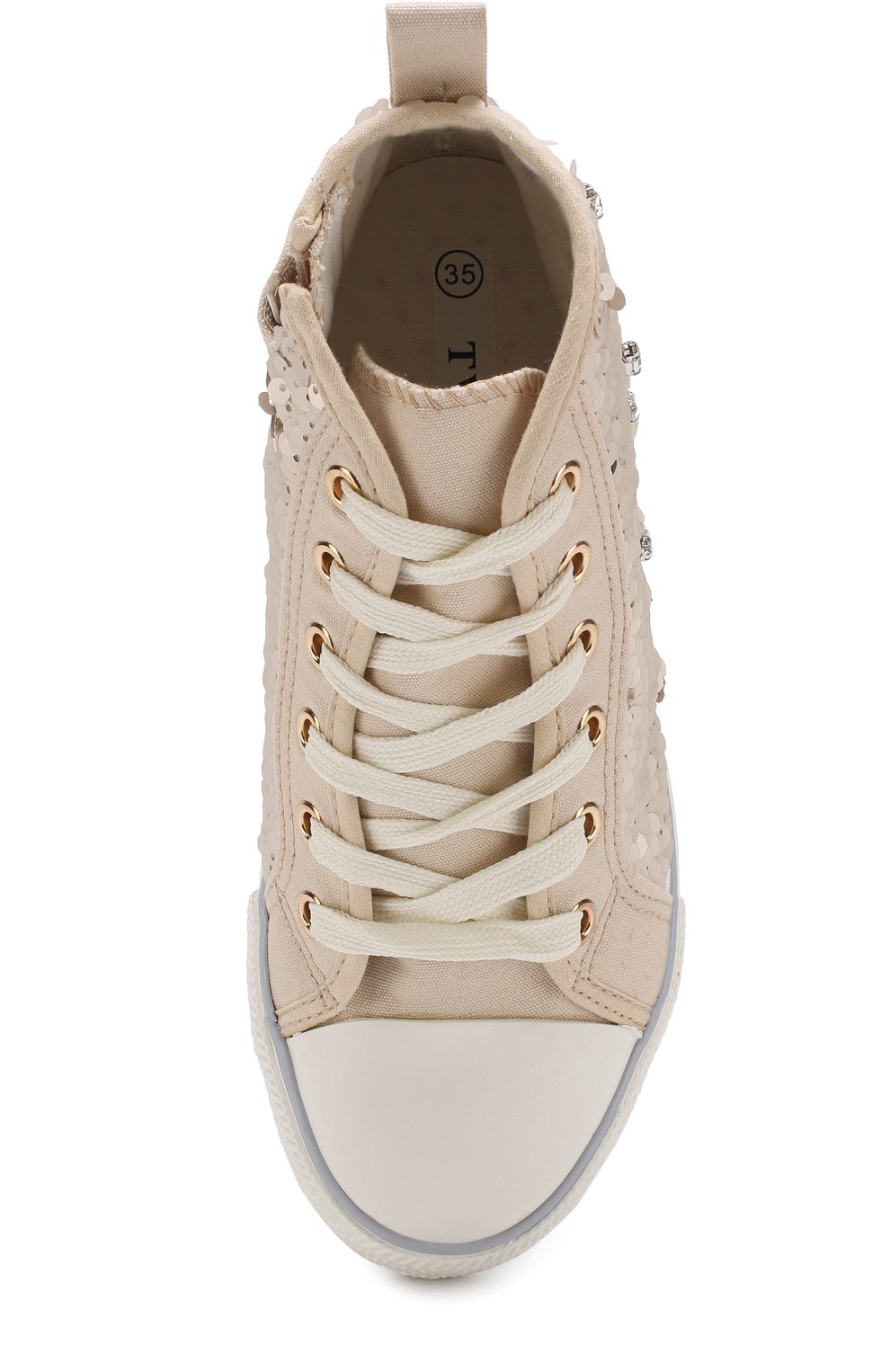 Текстильные кеды с пайетками и кристаллами TWINSET, арт. HS88GA/35-40, фото 4