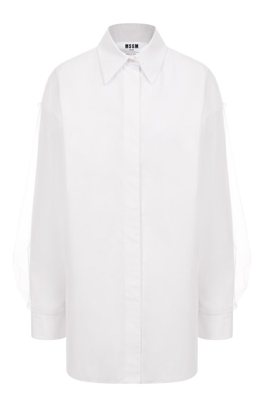 Хлопковая рубашка MSGM 3942MDE02/257602 Белый 3942MDE02/257602