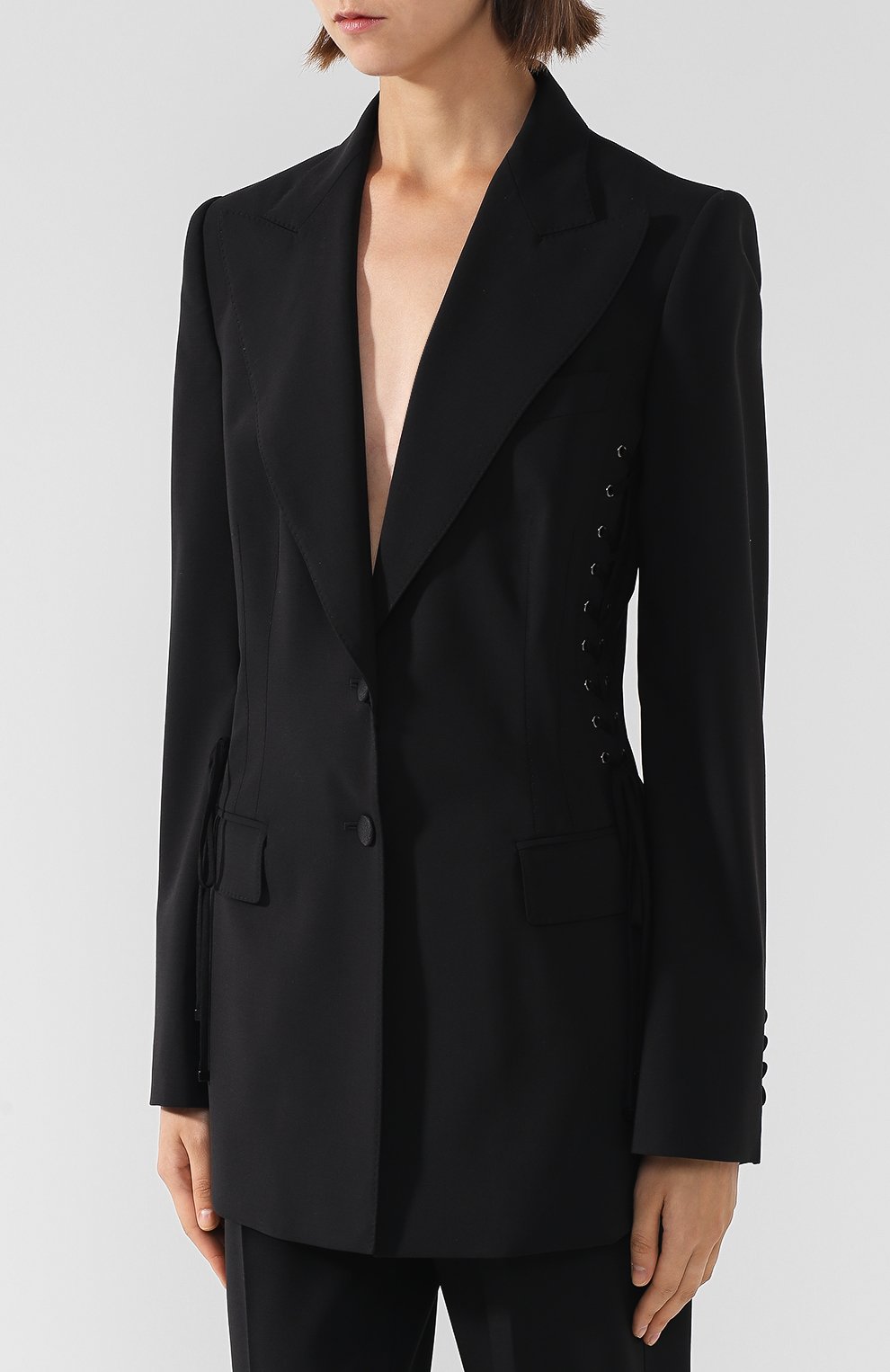 Однотонный шерстяной жакет со шнуровкой DOLCE & GABBANA, арт. F294MT/FUBEH, фото 3
