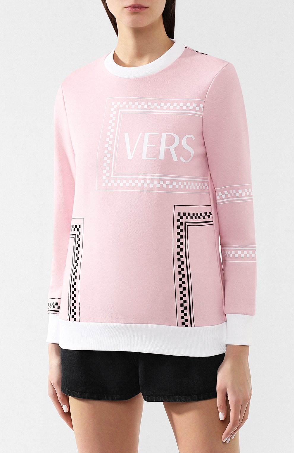 Хлопковый свитшот VERSACE розового цвета по цене 93400 руб., арт. A82271/A217878, фото 3 Хлопковый свитшот VERSACE, арт. A82271/A217878, фото 3