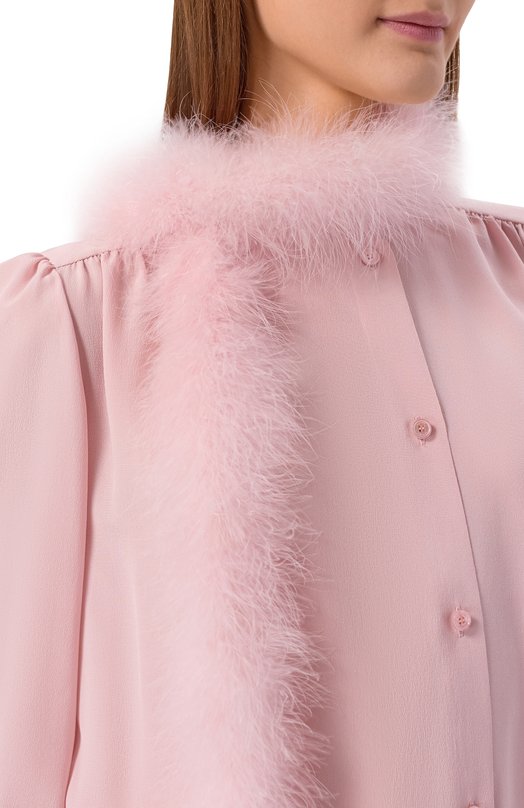 Шелковая блузка с отделкой перьями Valentino 8B3AB8A1/21B Розовый  8B3AB8A1/21B Фото 5