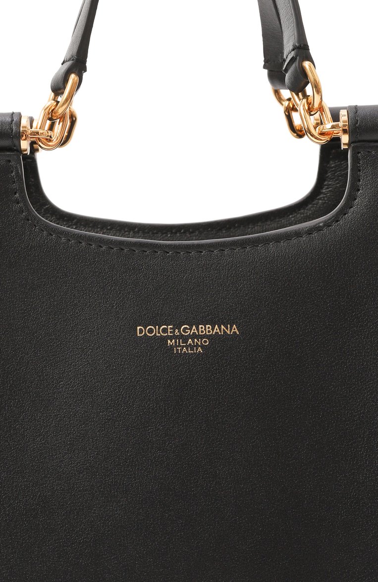 Женская сумка sicily shopper small DOLCE & GABBANA черного цвета, арт. BB7728/B7321 | Фото 3 (Драгоценные камни: Проставлено; Материал сплава: Проставлено; Материал: Натуральная кожа; Размер: small; Ремень/цепочка: На ремешке)