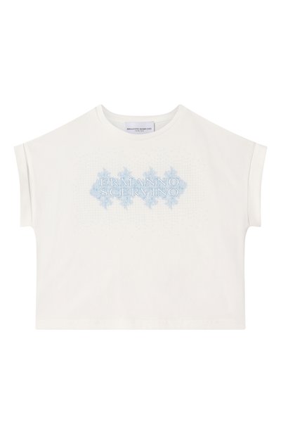 Хлопковая футболка ERMANNO SCERVINO, арт. SFTS031C/JF075