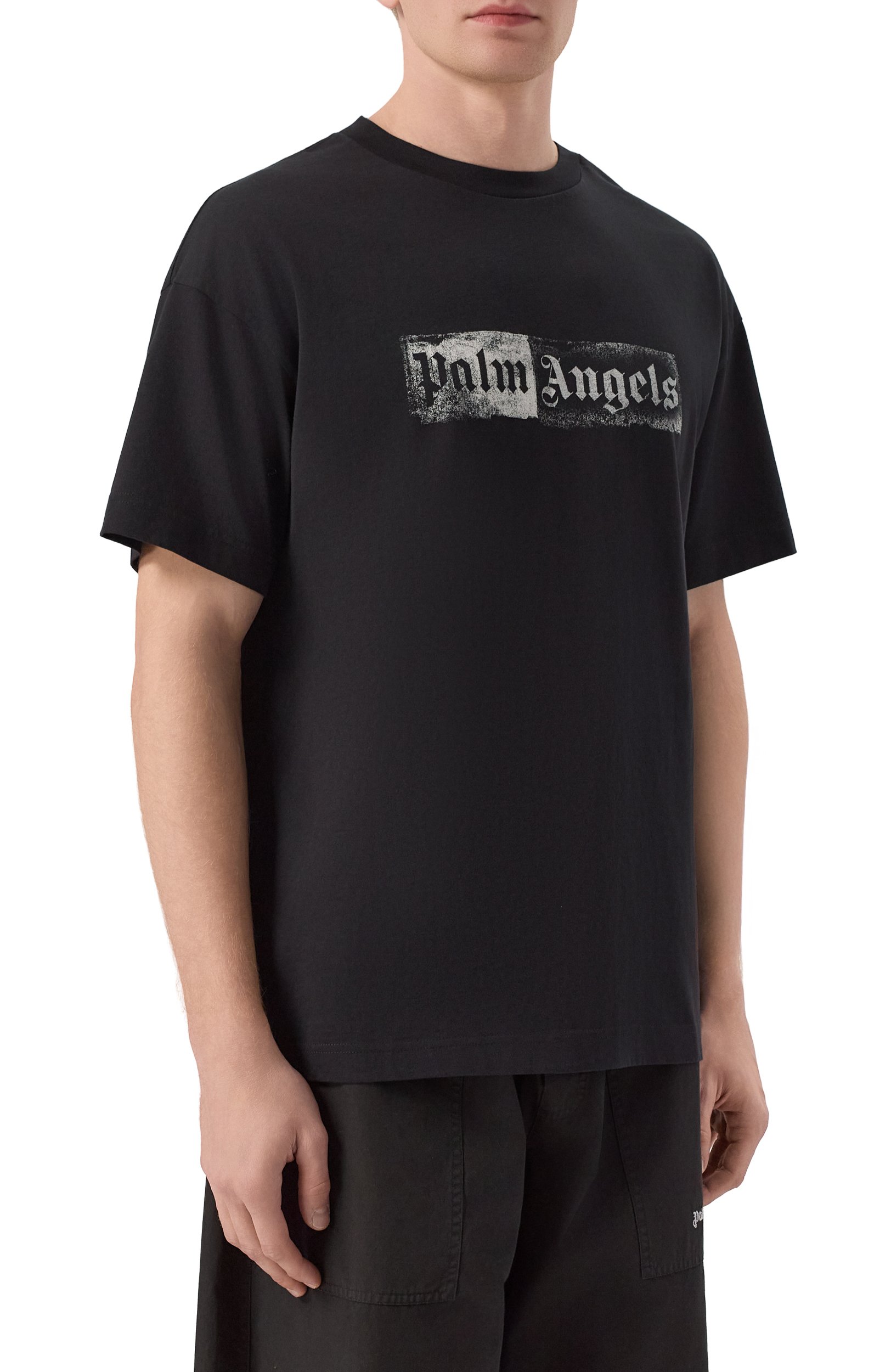 Хлопковая футболка PALM ANGELS черного цвета по цене 22500 руб., арт. PAMAA001JR005, фото 3 Хлопковая футболка PALM ANGELS, арт. PAMAA001JR005, фото 3