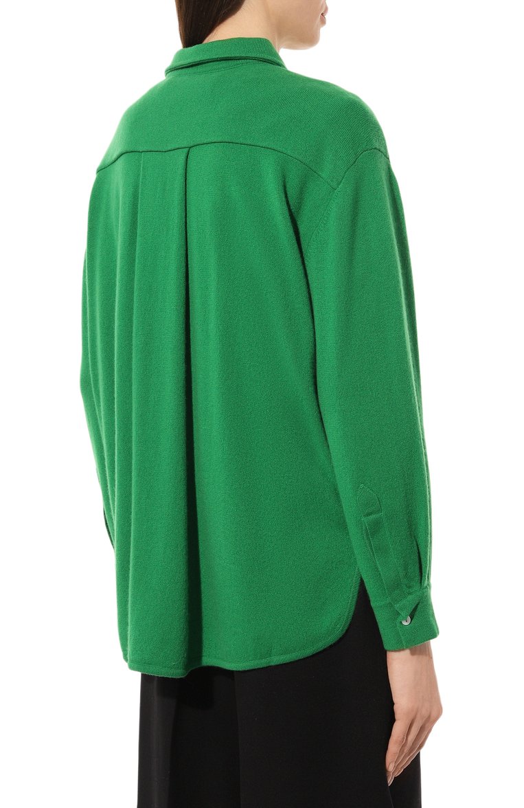 Женская кашемировая рубашка ARCH4 зеленого цвета, арт. L0ND0N/KNCD22176W | Фото 4 (Материал внешний: Шерсть, Кашемир; Рукава: Длинные; Принт: Без принта; Региональные ограничения белый список (Axapta Mercury): Не проставлено; Женское Кросс-КТ: Рубашка-одежда; Длина (для топов): Удлиненные; Материал сплава: Проставлено; Нос: Не проставлено; Драгоценные камни: Проставлено; Стили: Кэжуэл)