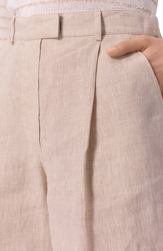 Льняные шорты Brunello Cucinelli MM633EP999 Бежевый  MM633EP999 Фото 5