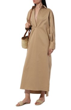 Женские шлепанцы GIORGIO ARMANI бежевого цвета, арт. GW000109/AF10389 | Фото 2 (Каблук высота: Низкий; Материал внутренний: Текстиль; Подошва: Плоская; Материал внешний: Текстиль)