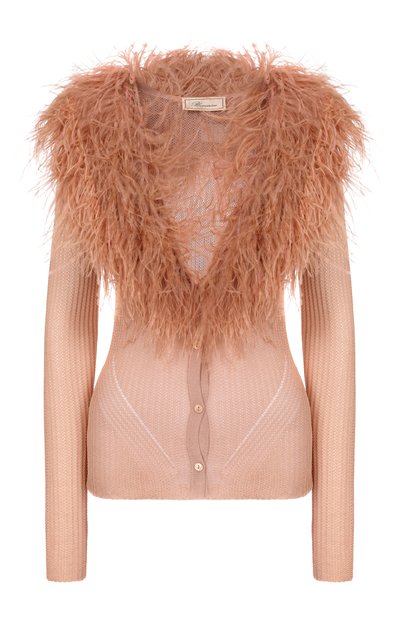 Женский кардиган с отделкой перьями страуса BLUMARINE, арт. 2M659A