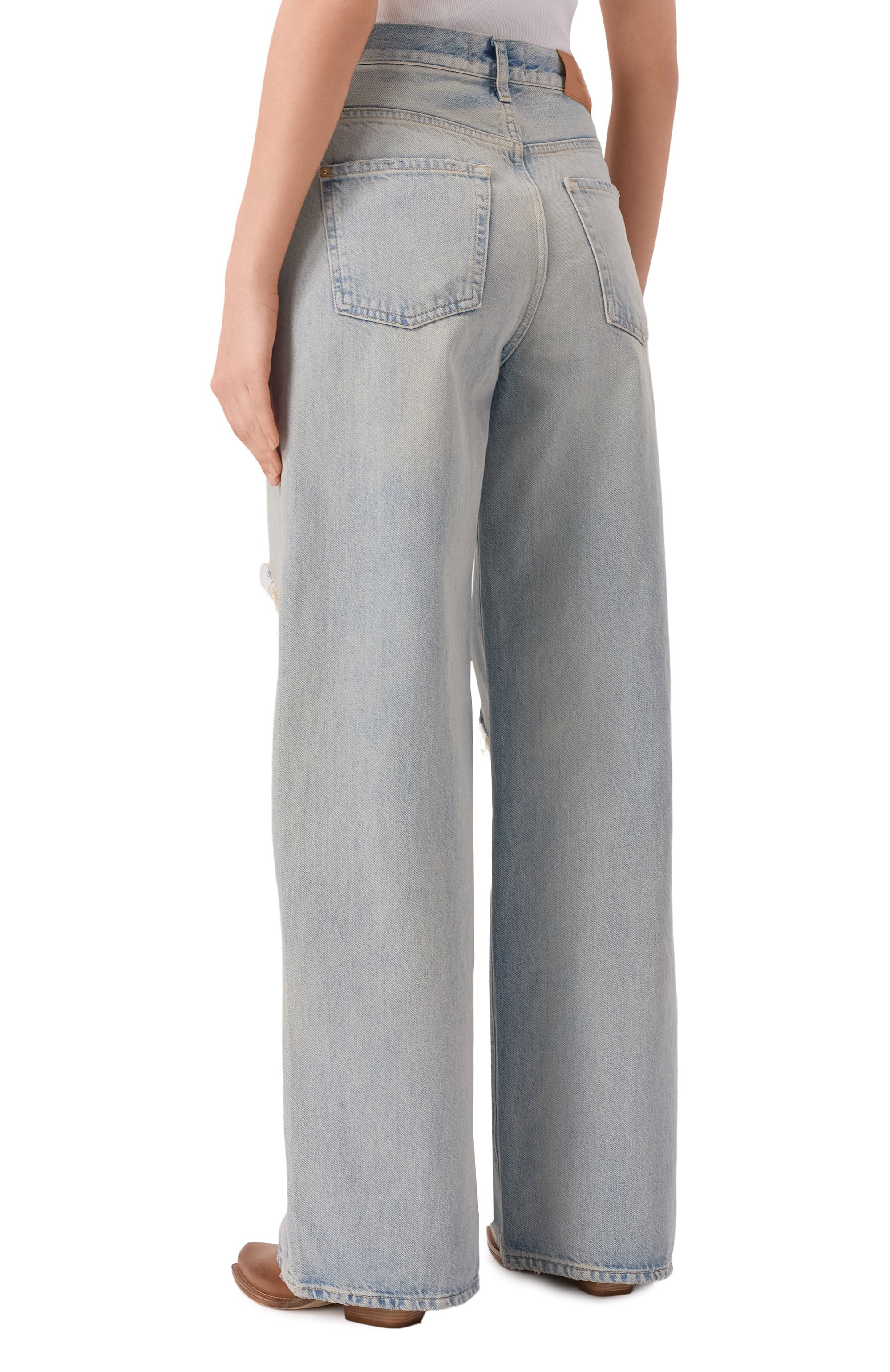 Джинсы low slung wide leg 7 FOR ALL MANKIND голубого цвета по цене 29950 руб., арт. 7U230066PAS, фото 4 Джинсы low slung wide leg 7 FOR ALL MANKIND, арт. 7U230066PAS, фото 4