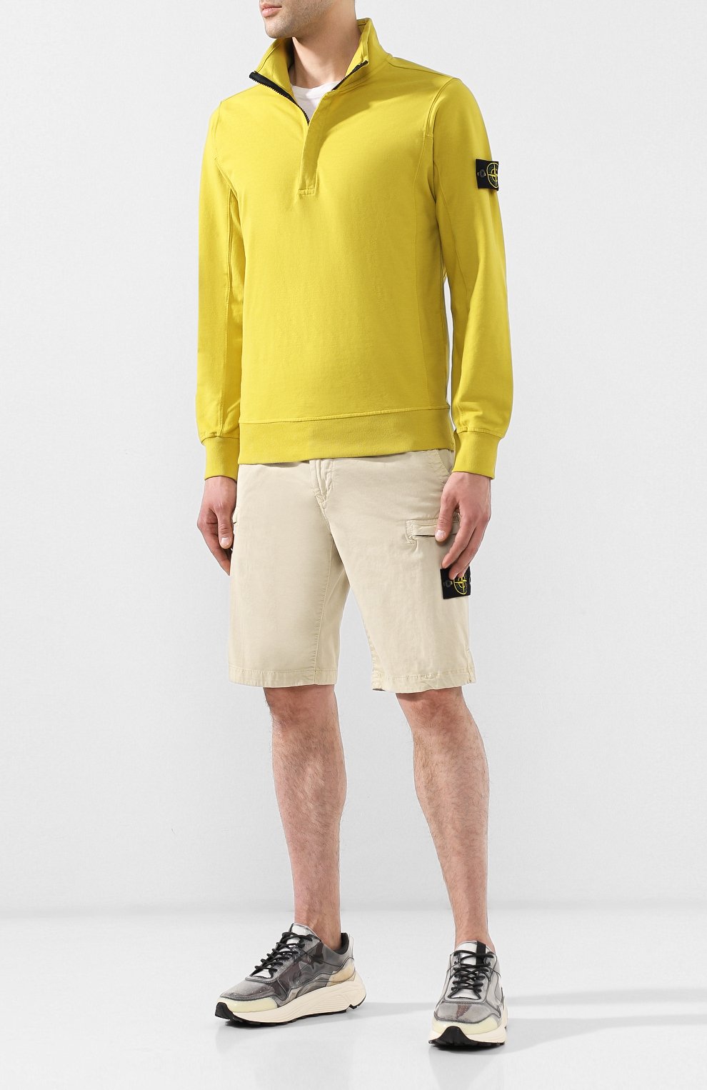 Хлопковые шорты STONE ISLAND бежевого цвета по цене 22850 руб., арт. 7015L0504, фото 2 Хлопковые шорты STONE ISLAND, арт. 7015L0504, фото 2