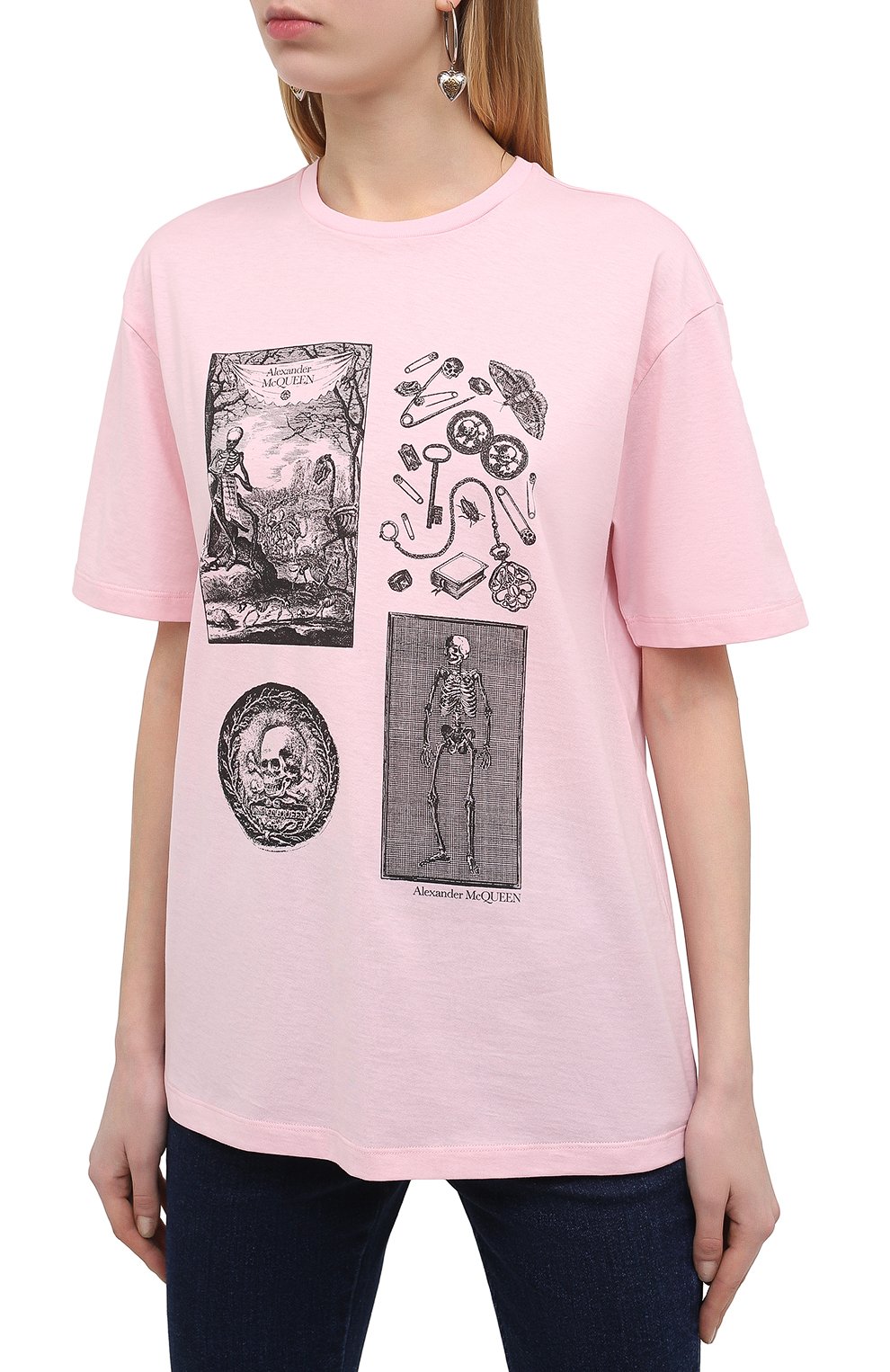 Хлопковая футболка ALEXANDER MCQUEEN розового цвета по цене 29050 руб., арт. 651389/QZACK, фото 3 Хлопковая футболка ALEXANDER MCQUEEN, арт. 651389/QZACK, фото 3