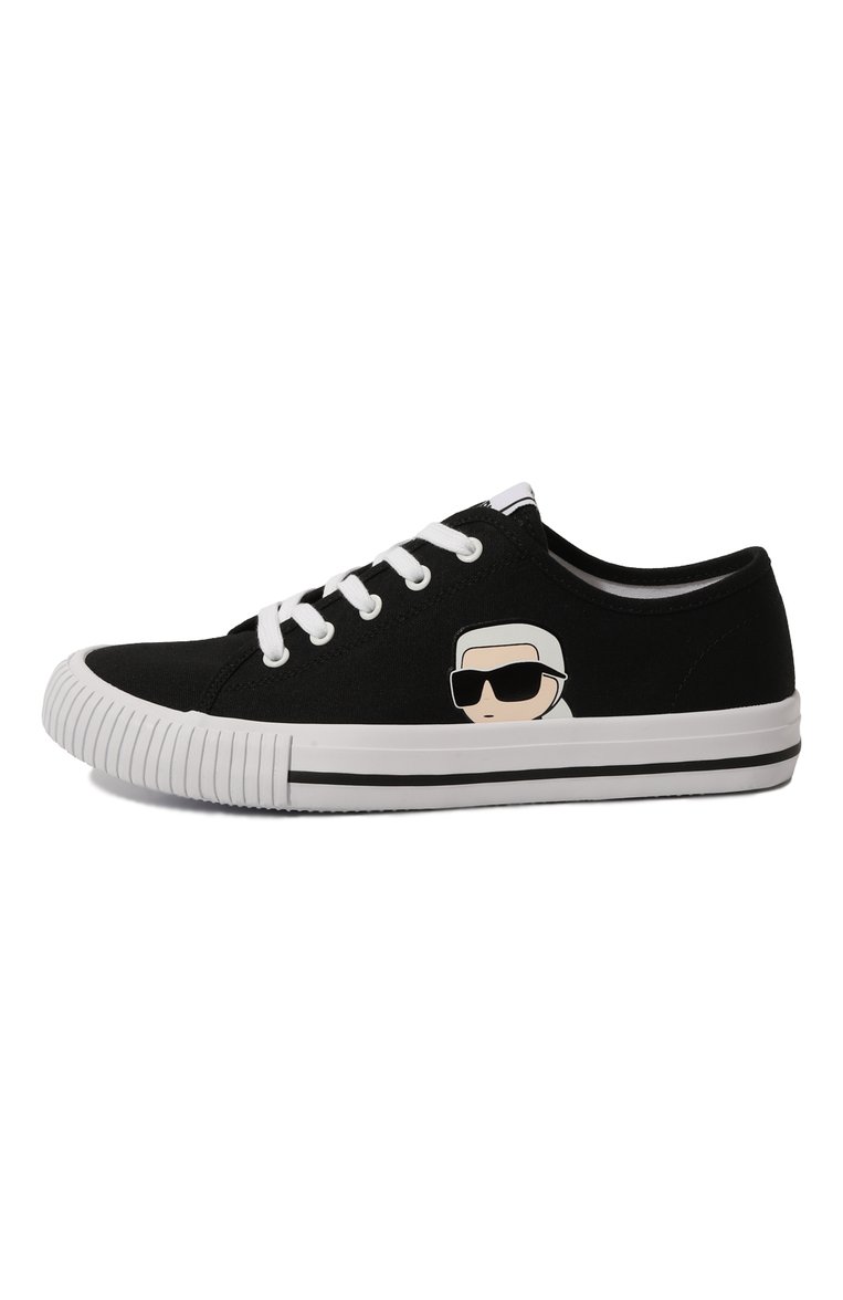 Детские текстильные кеды KARL LAGERFELD KIDS черного цвета, арт. Z30010 | Фото 2 (Нос: Не проставлено; Материал внешний: Текстиль; Материал сплава: Проставлено; Мальчики Кросс-КТ: Обувь-низкие)
