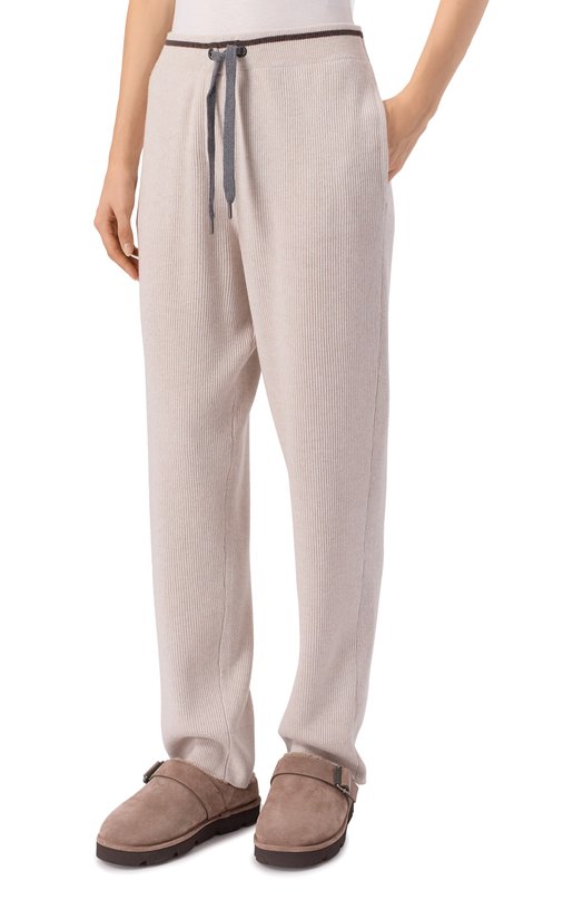 Брюки из шерсти и кашемира Brunello Cucinelli M16222799 Кремовый  M16222799 Фото 3