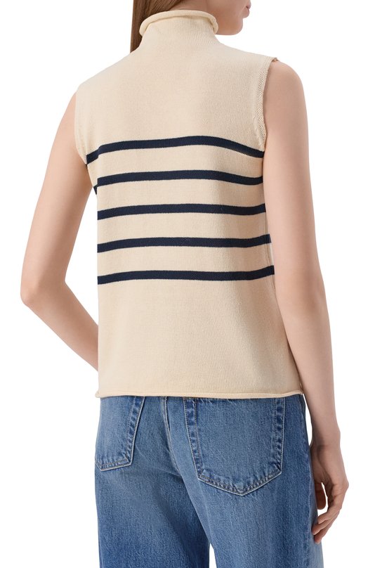 Хлопковый жилет Weekend Max Mara TR0FE0 Кремовый  TR0FE0 Фото 4