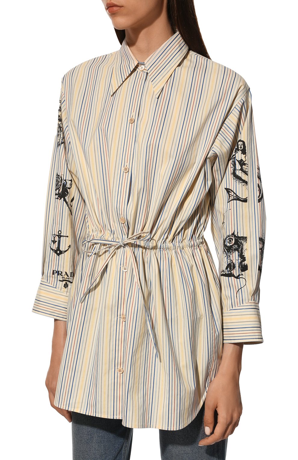 Хлопковая рубашка PRADA, арт. P458F-10M5-F0013-221, фото 3