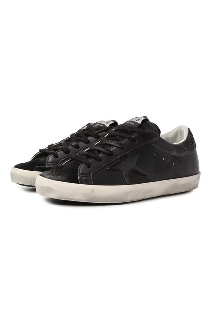 Женские кожаные кеды super-star GOLDEN GOOSE DELUXE BRAND черного цвета, арт. GWF00101.F003463 | Фото 1 (Подошва: Платформа; Материал сплава: Проставлено; Материал внутренний: Натуральная кожа; Материал внешний: Натуральная кожа; Драгоценные камни: Проставлено)