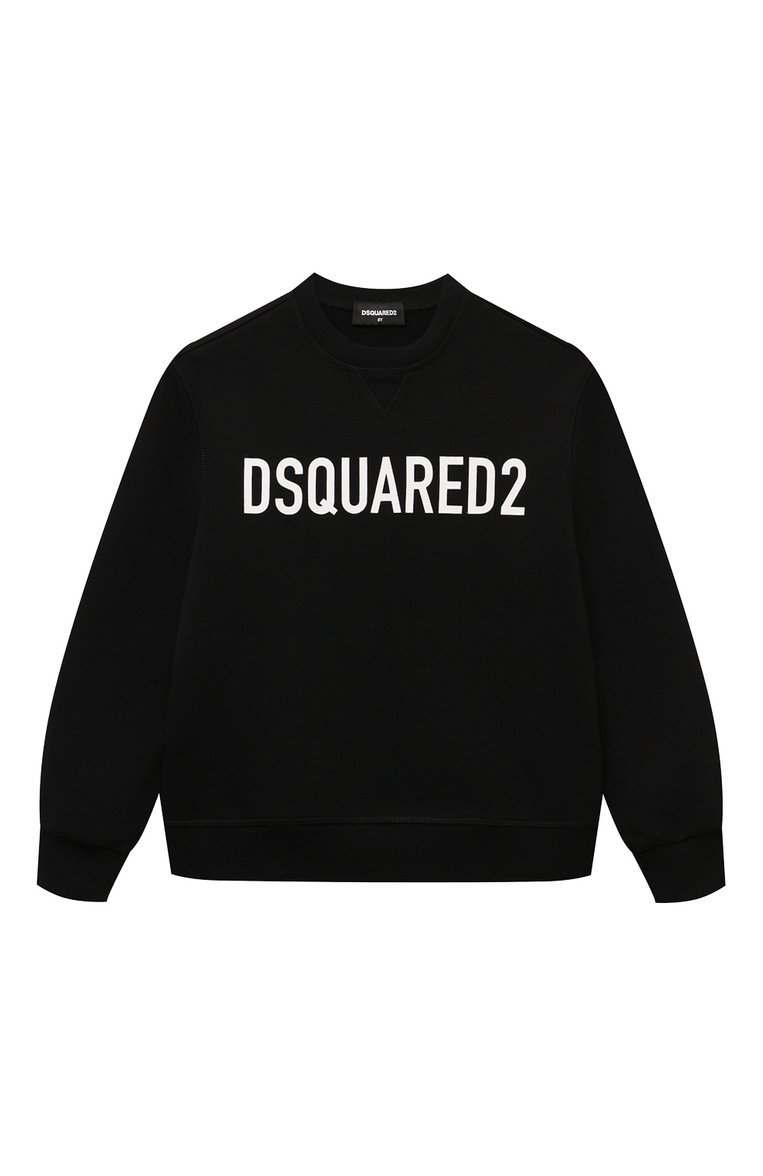 Детский хлопковый свитшот DSQUARED2 черного цвета, арт. DQ2009/D0A4D | Фото 1 (Материал внешний: Хлопок; Драгоценные камни: Проставлено; Рукава: Длинные; Материал сплава: Проставлено; Мальчики Кросс-КТ: Свитшот-одежда; Ростовка одежда: 8 лет | 128 см, 16 лет | 164 см, 6 лет | 116 см, 10 - 11 лет | 140 - 146см, 4 года | 104 см, 13 - 15 лет | 158 см)