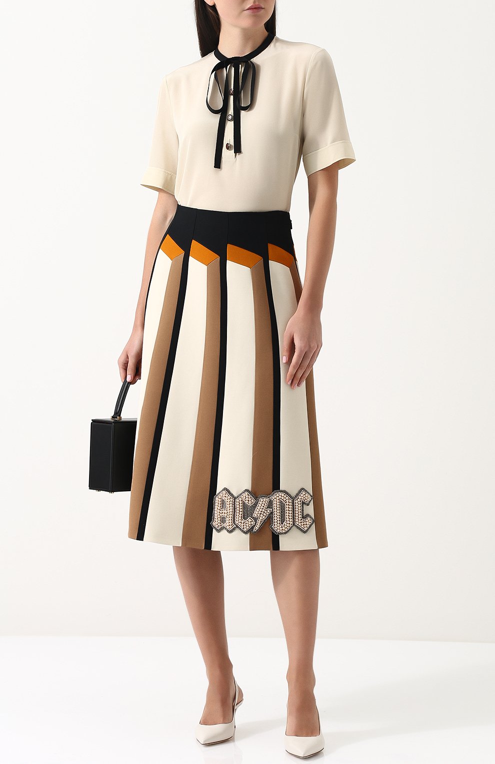 Шелковая блуза с воротником аскот и принтом GUCCI, арт. 494422/ZHS03, фото 2