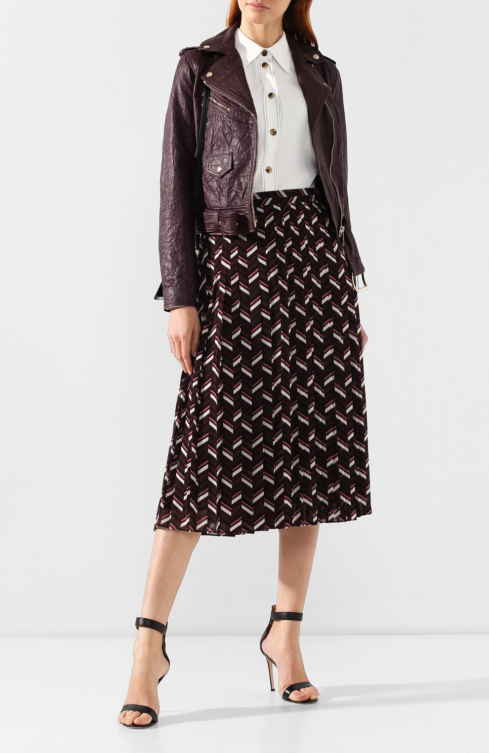 Кожаная куртка MICHAEL MICHAEL KORS бордового цвета по цене 46050 руб., арт. MH82HYG2A3, фото 2 Кожаная куртка MICHAEL MICHAEL KORS, арт. MH82HYG2A3, фото 2