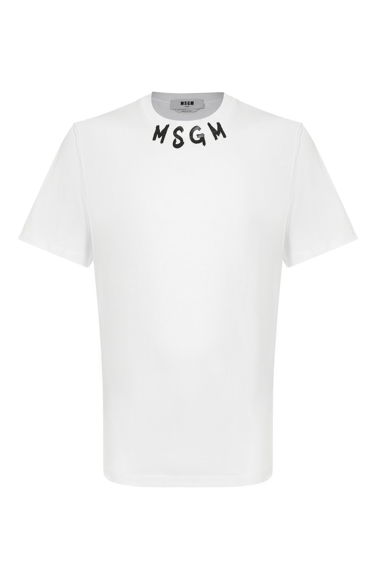 Мужская хлопковая футболка MSGM белого цвета, арт. 3840MM102/257002 | Фото 1 (Материал внешний: Хлопок; Рукава: Короткие; Д�лина (для топов): Стандартные; Принт: С принтом; Стили: Кэжуэл; Мужское Кросс-КТ: Футболка-одежда; Кросс-КТ: Джерси)