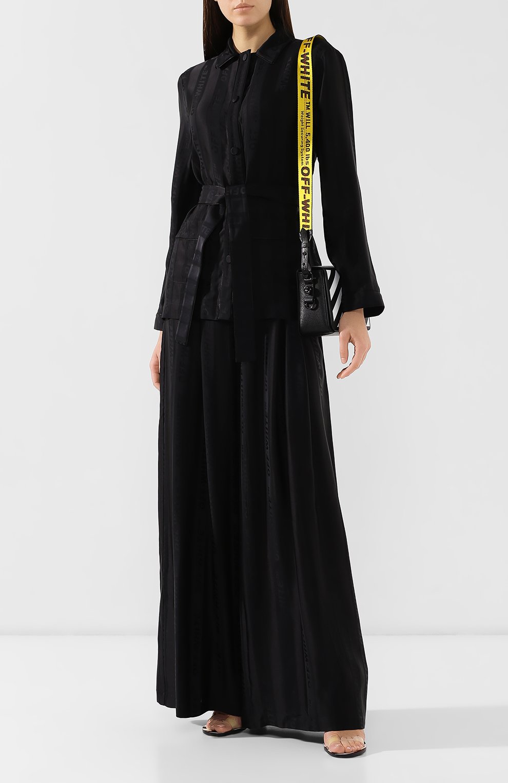 Блузка с поясом OFF-WHITE черного цвета по цене 66850 руб., арт. 0WGA051R19C850571000, фото 2 Блузка с поясом OFF-WHITE, арт. 0WGA051R19C850571000, фото 2