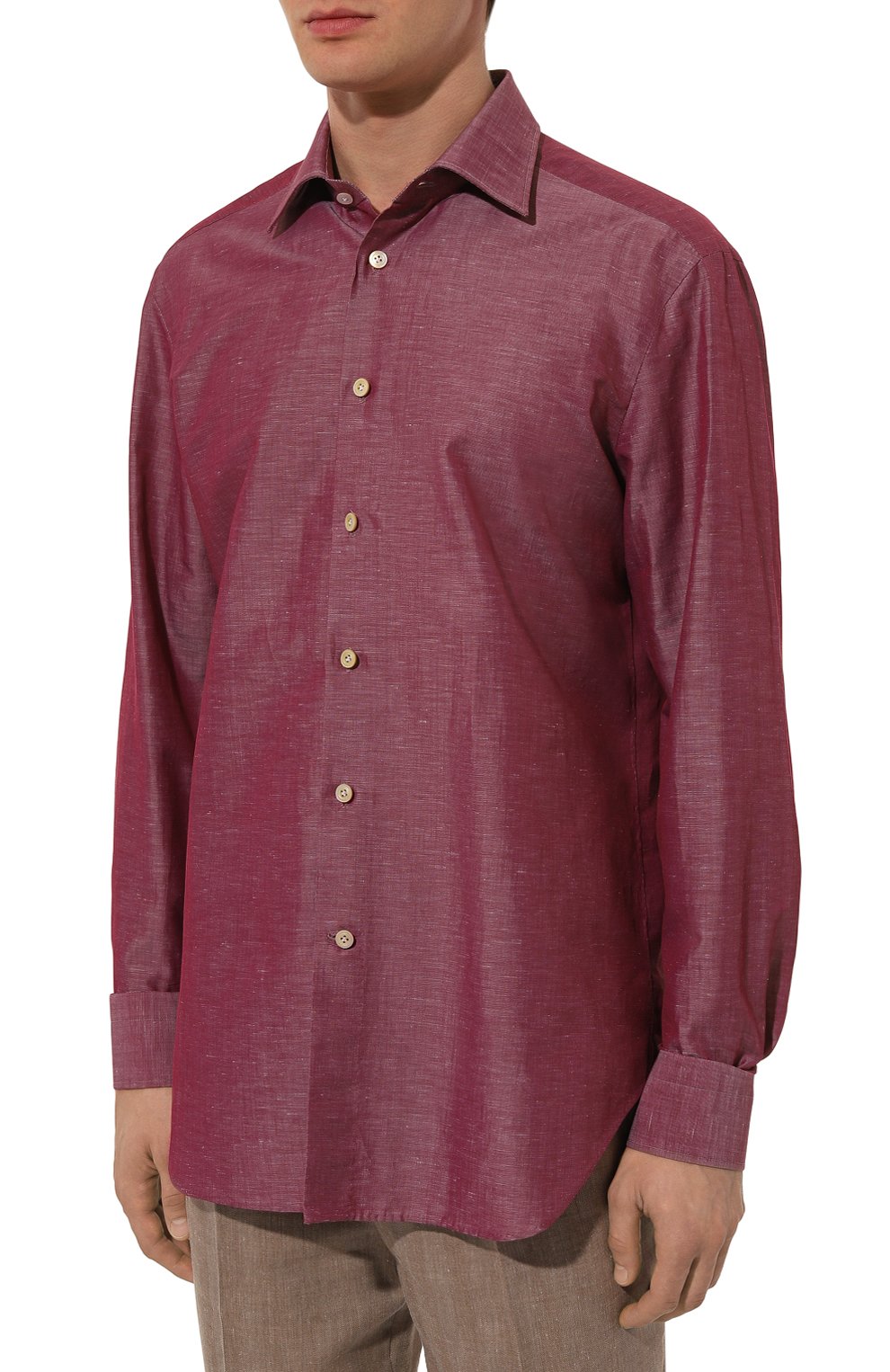 Сорочка из хлопка и льна KITON, арт. UCIH06609, фото 3