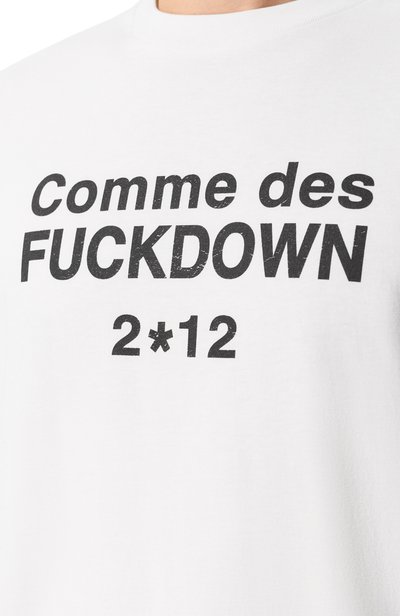 Хлопковая футболка COMME DES FUCKDOWN белого цвета по цене 6320 руб., арт. CFABU00019, фото 5 Хлопковая футболка COMME DES FUCKDOWN, арт. CFABU00019, фото 5