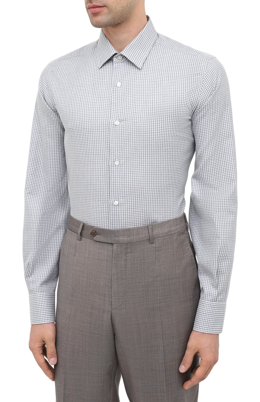 Сорочка из хлопка и кашемира CANALI серого цвета по цене 53200 руб., арт. XX14/GX01931, фото 3 Сорочка из хлопка и кашемира CANALI, арт. XX14/GX01931, фото 3