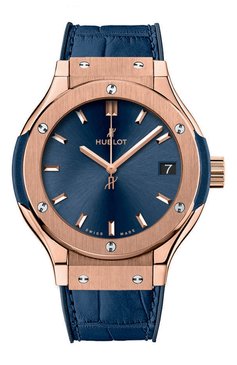 Женские часы classic fusion blue king gold HUBLOT бесцветного цвета, арт. 581.OX.7180.LR | Фото 1 (Механизм: Кварц; Материал корпуса: Розовое золото; Региональные ограничения белый список (Axapta Mercury): Не проставлено; Нос: Не проставлено; Цвет циферблата: Синий)