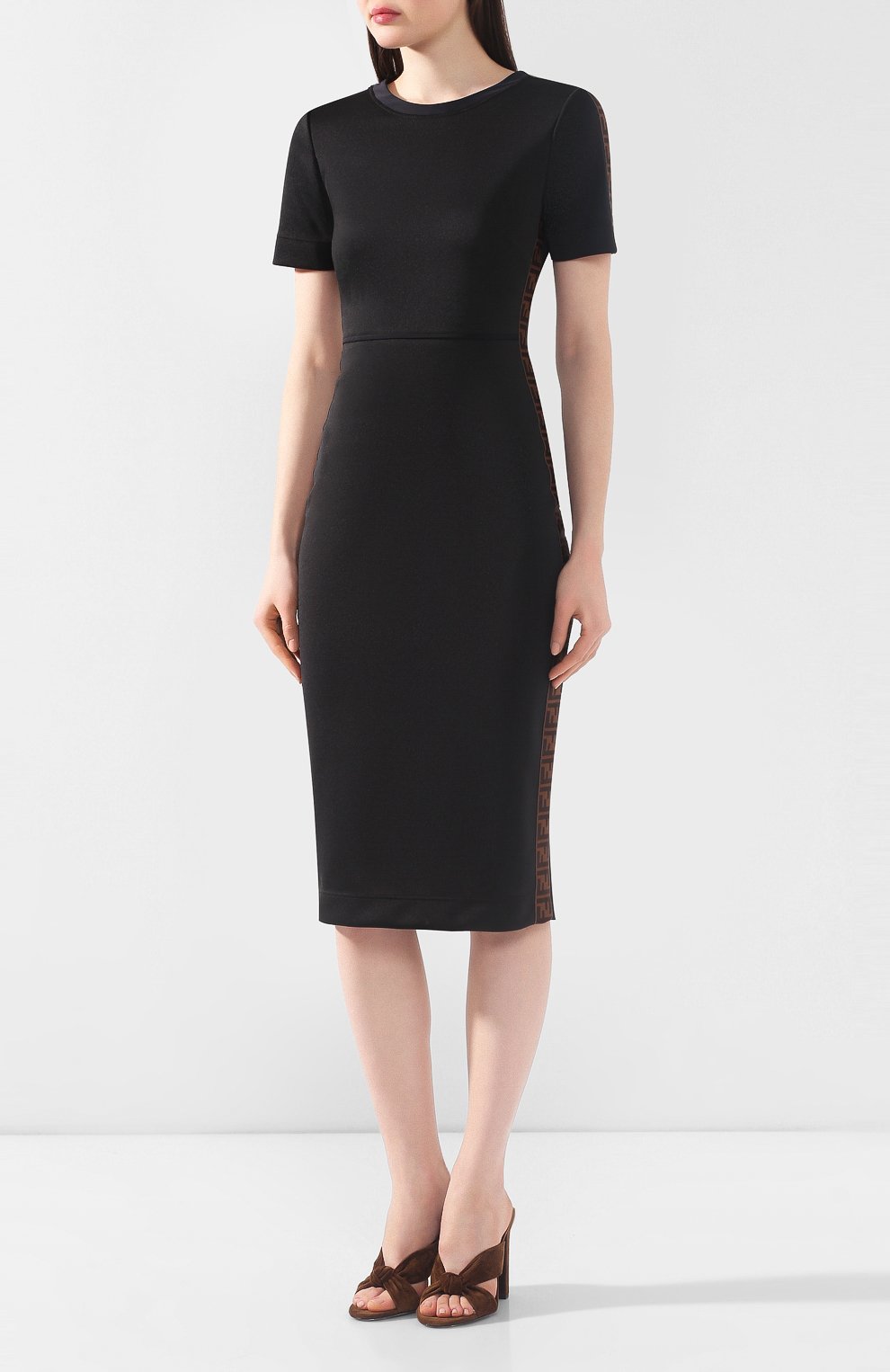Платье-миди FENDI черного цвета по цене 99500 руб., арт. FD9627 A5HJ, фото 3 Платье-миди FENDI, арт. FD9627 A5HJ, фото 3