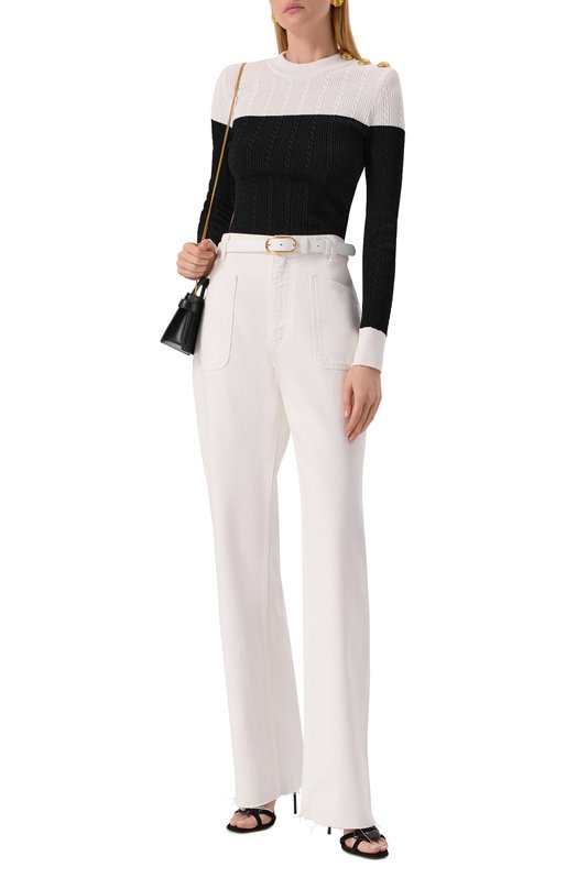 Пуловер из вискозы Balmain FF1KD002/KI50 Чёрно-белый  FF1KD002/KI50 Фото 2