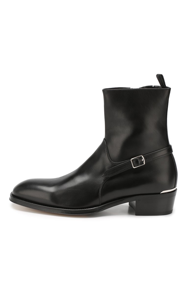 Мужские кожаные сапоги ALEXANDER MCQUEEN черного цвета, арт. 575446/WHW81 | Фото 3 (Подошва: Плоская; Мужское Кросс-КТ: Байкеры-обувь; Статус проверки: Проверена категория; Материал внутренний: Натуральная кожа; Материал утеплителя: Без утеплителя; Ювелирные украшения: Назначено; Материал внешний: Натуральная кожа)