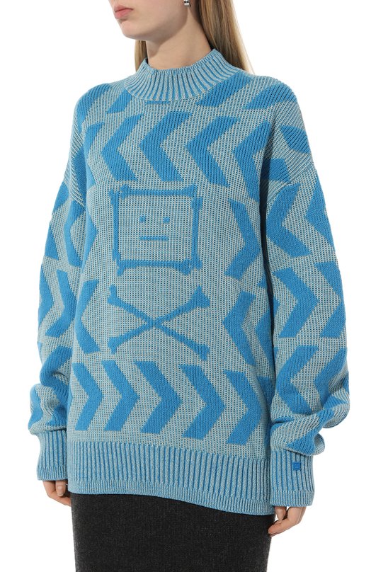 Свитер из шерсти и хлопка Acne Studios FA-UX-KNIT000066 Голубой  FA-UX-KNIT000066 Фото 3